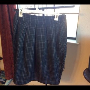 pleated pin stripe skirt